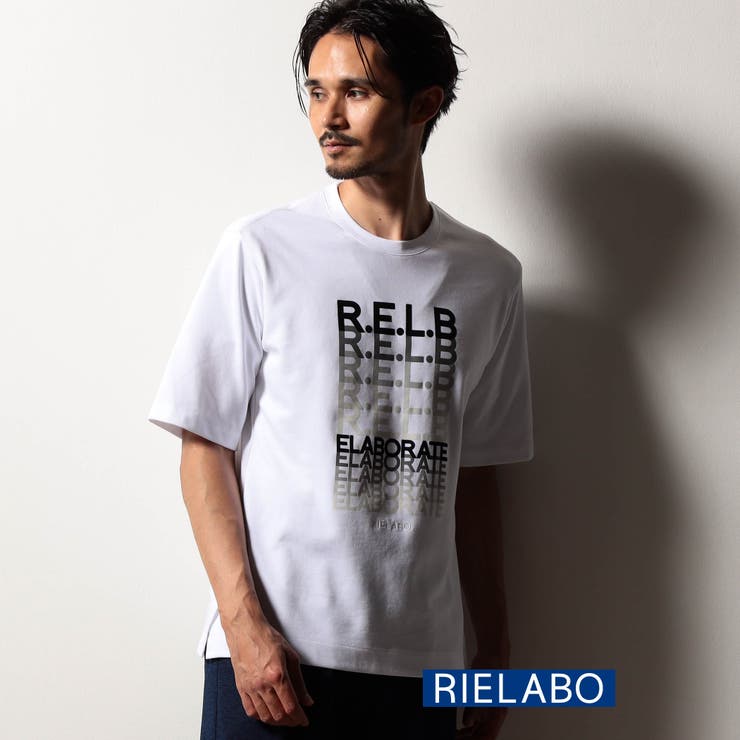 09ホワイト | 【RIELABO】グラデーションロゴプリント クルーネックTシャツ | NICOLE