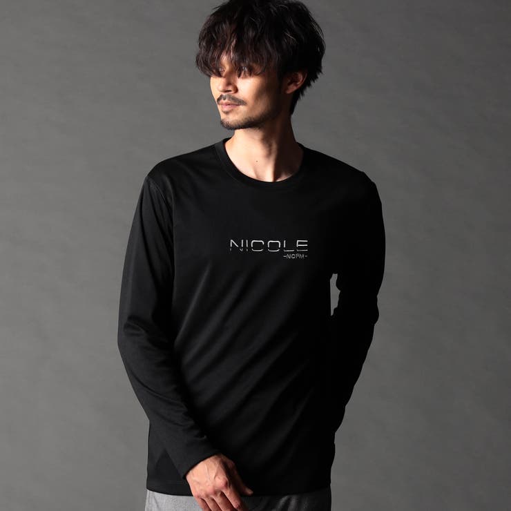 49ブラック | ロゴ刺繍長袖Tシャツ | NICOLE