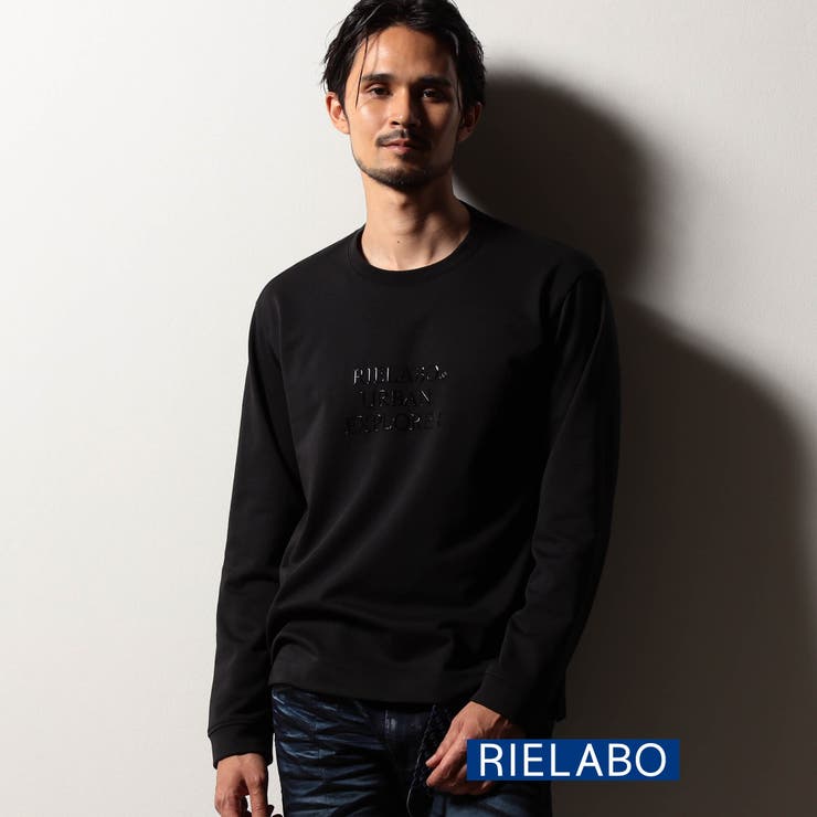 49ブラック | 【RIELABO】ジェルロゴプリント クルーネックTシャツ | NICOLE