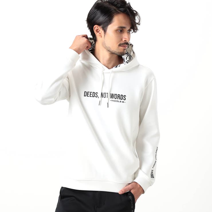 「NICOLE SPORTS」ロゴプリントモックネックプルオーバー メンズ NICOLE SPORTS】ロゴプリントプルオーバーパーカー｜パーカ