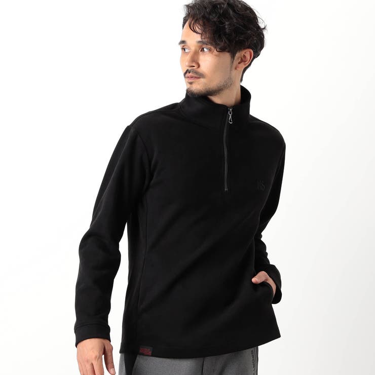 49ブラック | 【NICOLE SPORTS】スウェード調ハーフジッププルオーバー | NICOLE