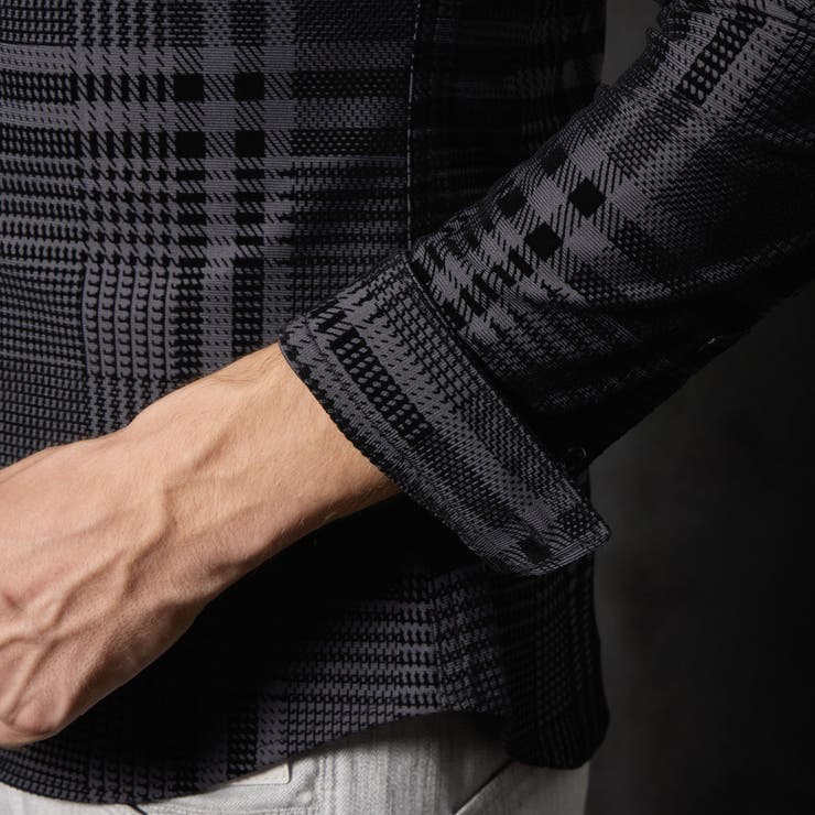 フロッキープリントスタンドカラーシャツ | NICOLE | 詳細画像13 