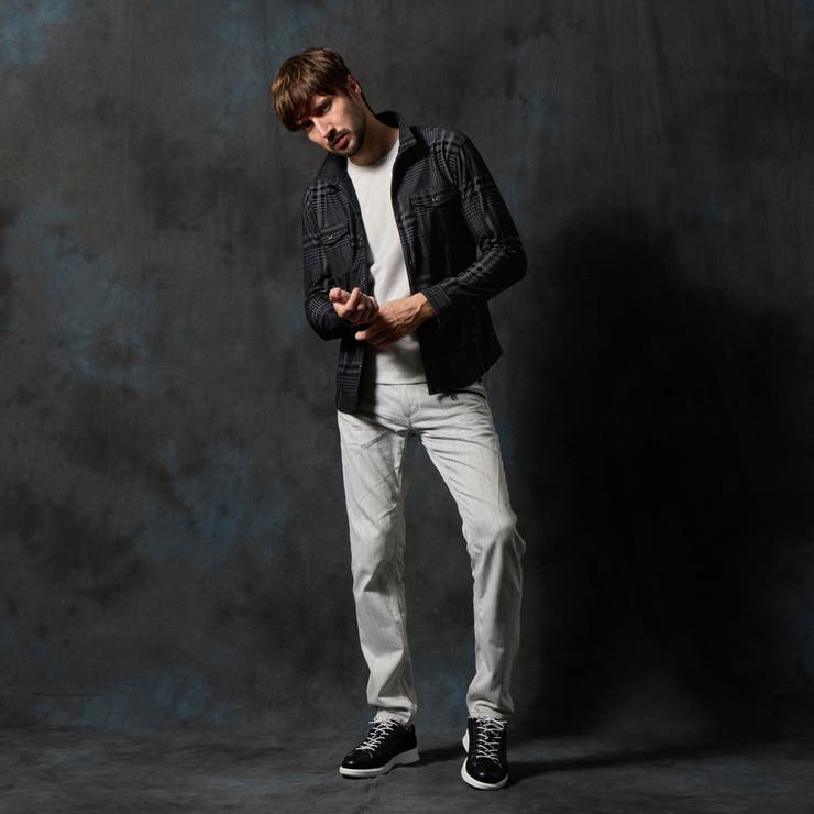 フロッキープリントスタンドカラーシャツ | NICOLE | 詳細画像4 