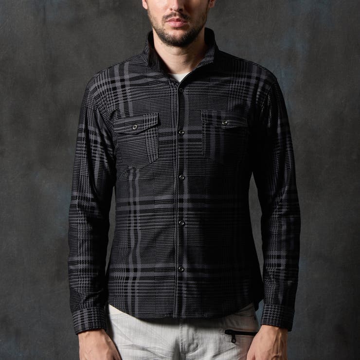 フロッキープリントスタンドカラーシャツ | NICOLE | 詳細画像6 