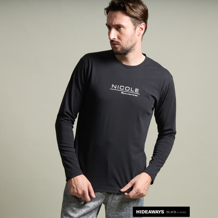 49ブラック | シルケットクルーネック長袖Ｔシャツ | NICOLE