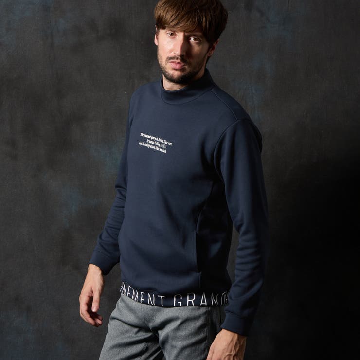 60ブルー | ロゴダンボールモックネックプルオーバー | NICOLE