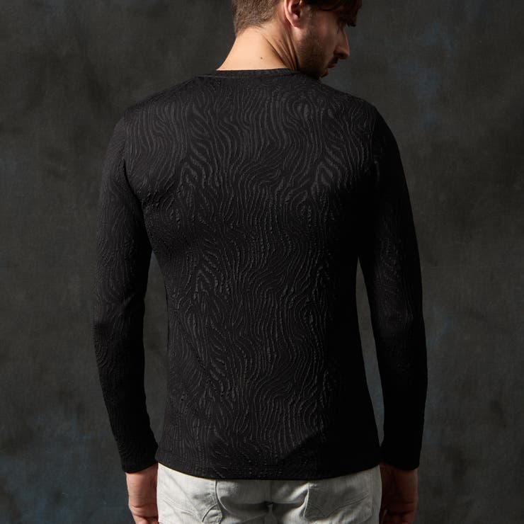 ゼブラ風ブリスタ-ジャカードＶネックプルオーバー | NICOLE | 詳細画像7 