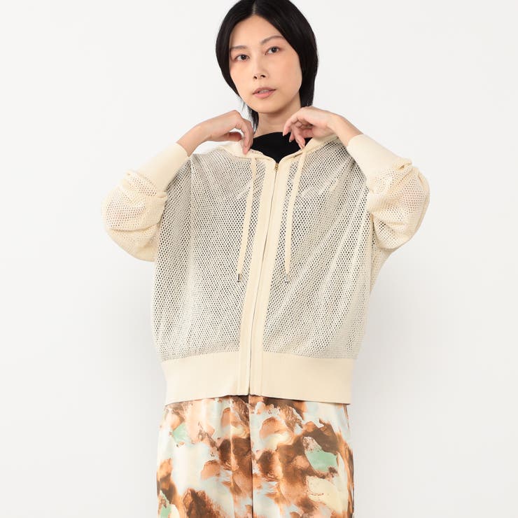 24クリーム | メッシュジップパーカー | NICOLE