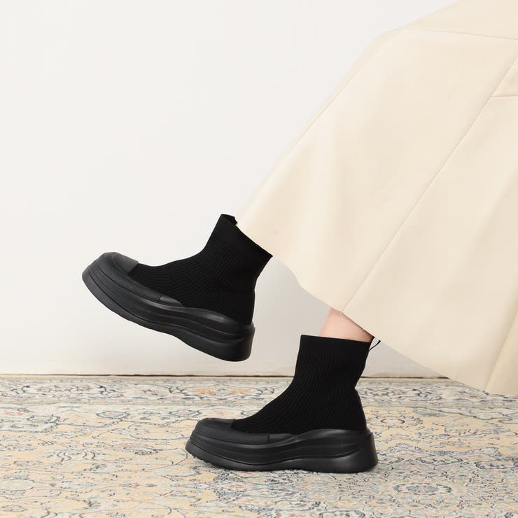 49ブラック | 【WALDO】撥水糸軽量スニーカーブーツ | NICOLE