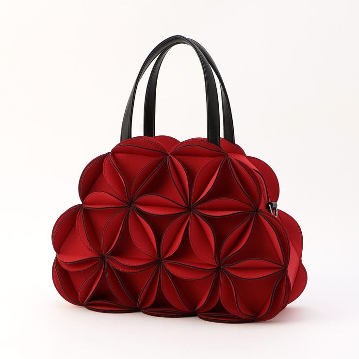 01レッド | 3Dフラワーストラップ付きミニボストンバック | NICOLE