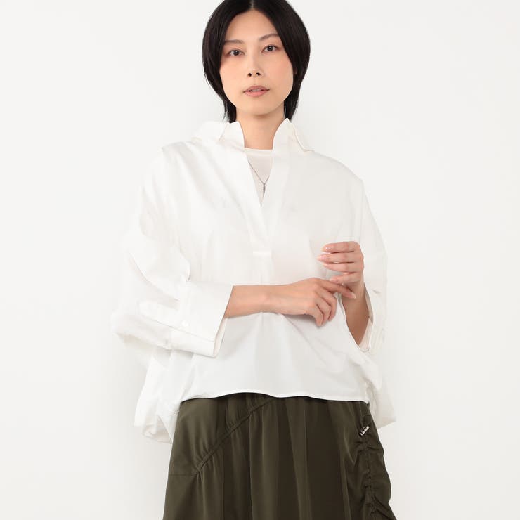 28オフホワイト | ビックフォルムスキッパーシャツ | NICOLE