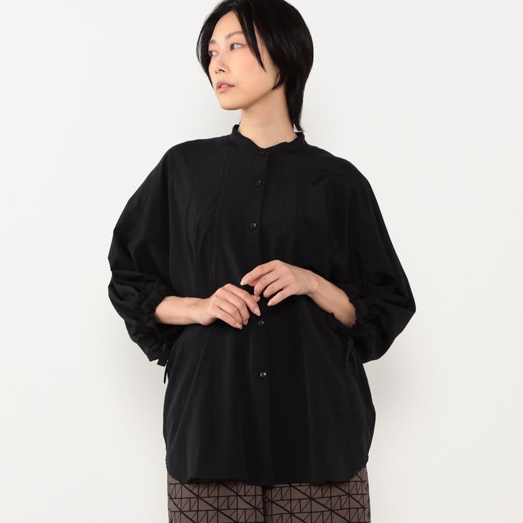 袖ドロスト使い５分袖バンドカラーシャツ | NICOLE | 詳細画像4 