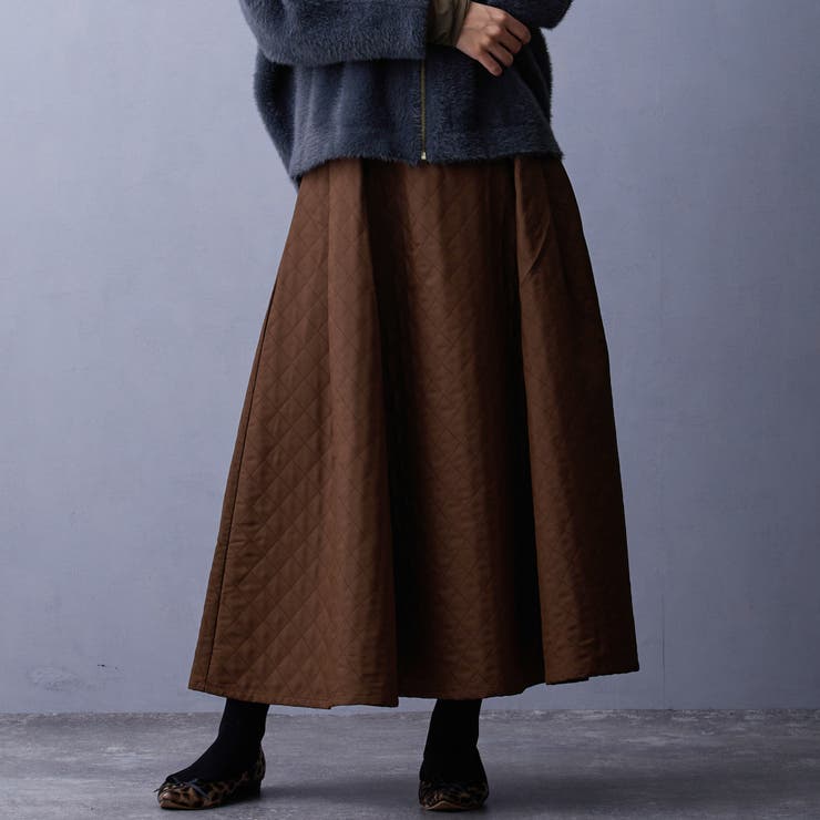 13ブラウン | キルティングフレアスカート | NICOLE