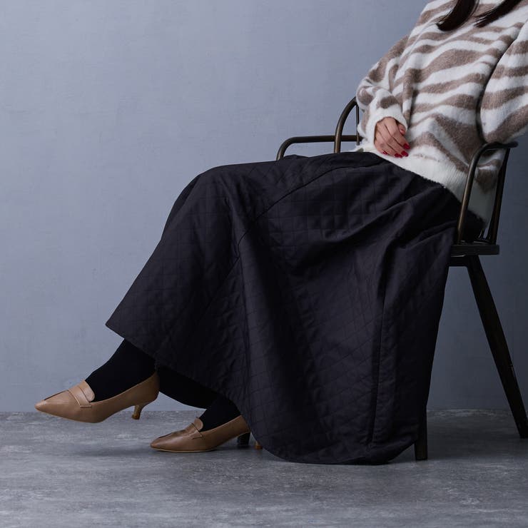 49ブラック | キルティングフレアスカート | NICOLE