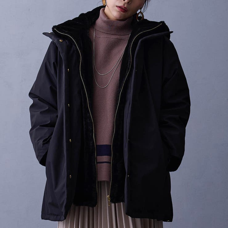 49ブラック | ファーライナー付きドロストダウンブルゾン | NICOLE