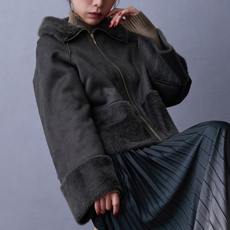 39チャコールグレー | フェイクムートンブルゾン | NICOLE