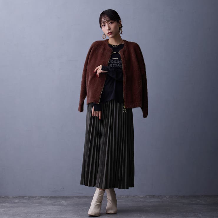 シャギーZIPカーディガン | NICOLE | 詳細画像3 