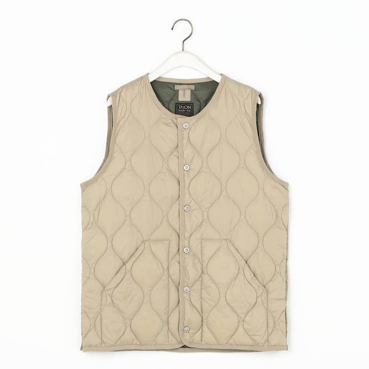 18ベージュ | 【TAION】ミリタリークルーネックダウンベスト | NICOLE
