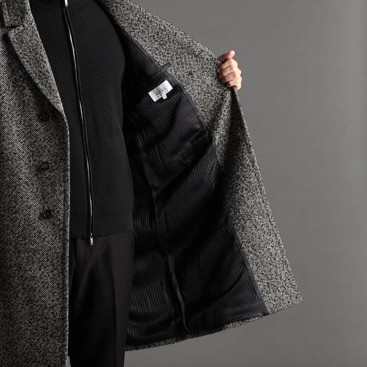 ウーリーヘリンボンツイード チェスターコート | NICOLE | 詳細画像12 