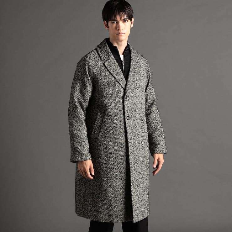 ウーリーヘリンボンツイード チェスターコート | NICOLE | 詳細画像4 