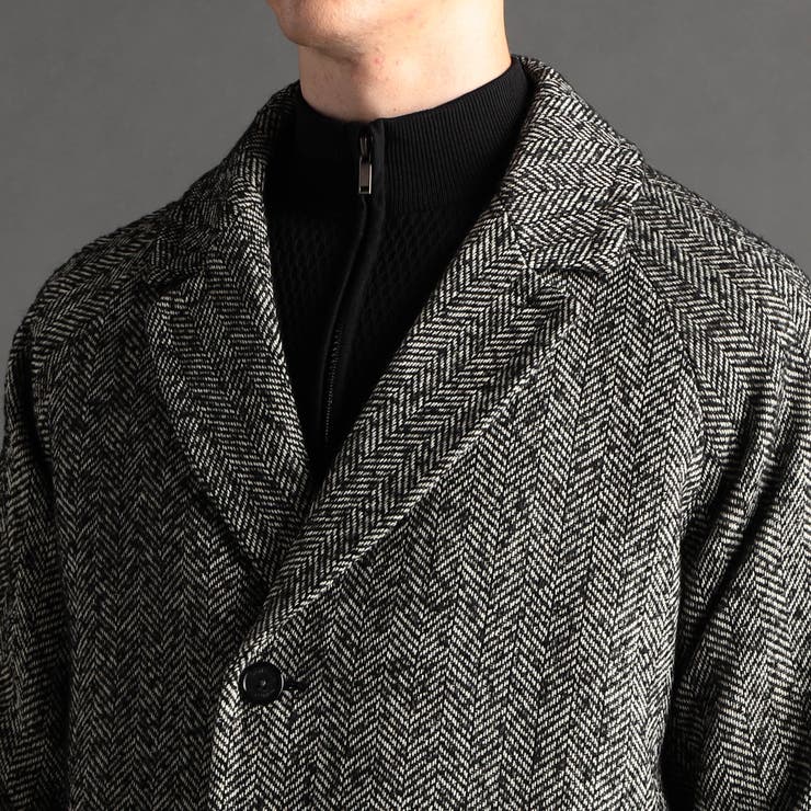 ウーリーヘリンボンツイード チェスターコート | NICOLE | 詳細画像7 