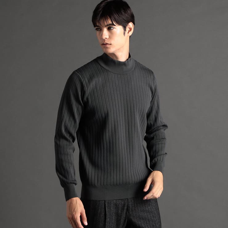 39チャコールグレー | ワイドリブ モックネックニット | NICOLE