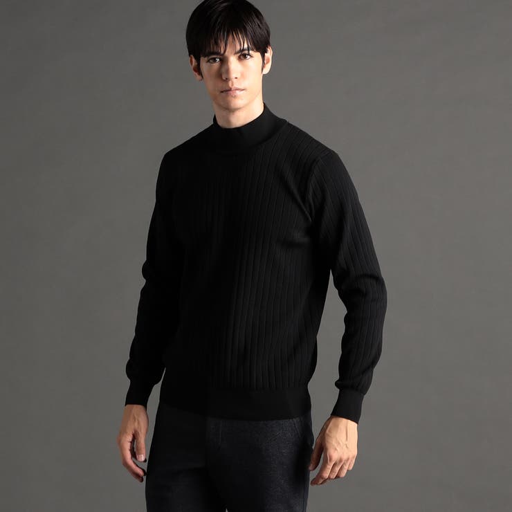 49ブラック | ワイドリブ モックネックニット | NICOLE