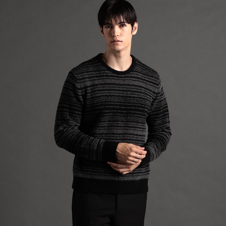 39チャコールグレー | グラデーションボーダー クルーネックニット | NICOLE