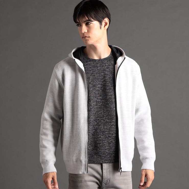 19ライトグレー | メランジベロア ニットフーディ | NICOLE