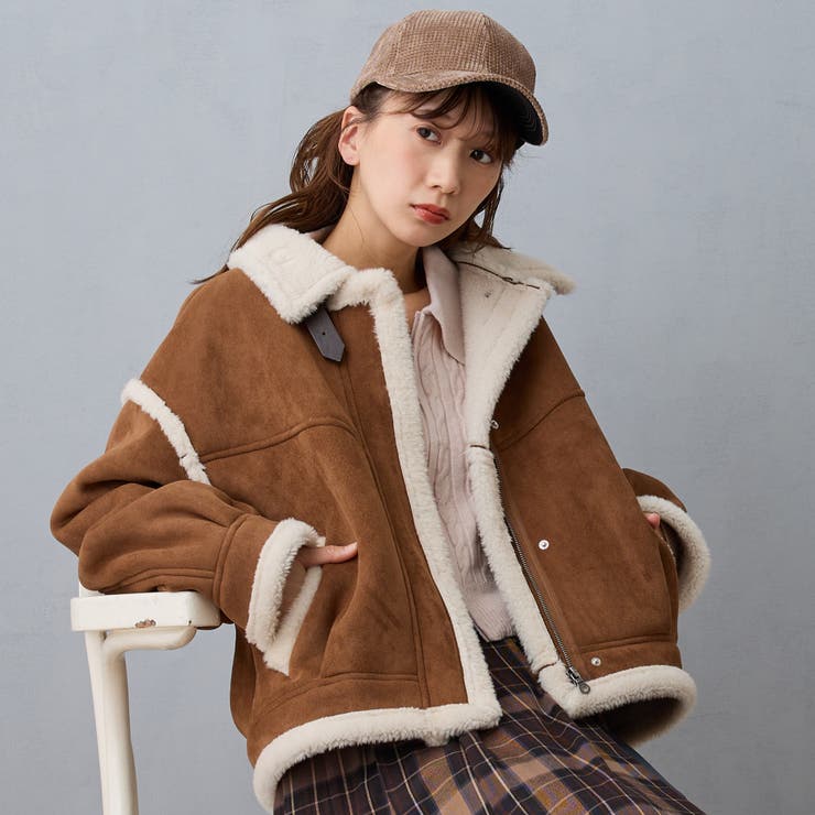 18ベージュ | フェイクムートンブルゾン | NICOLE