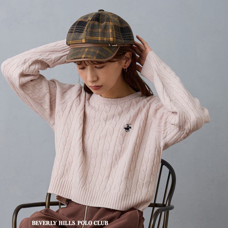 08ピンク | 【BEVERLY HILLS POLO CLUB】ケーブル編みニット | NICOLE