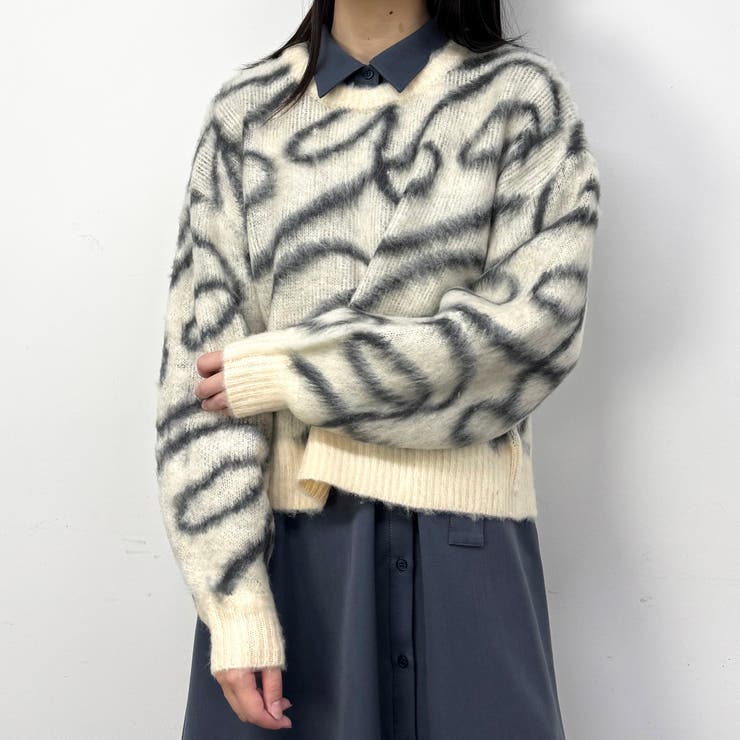 28オフホワイト | シャギージャガードプルオーバー | NICOLE