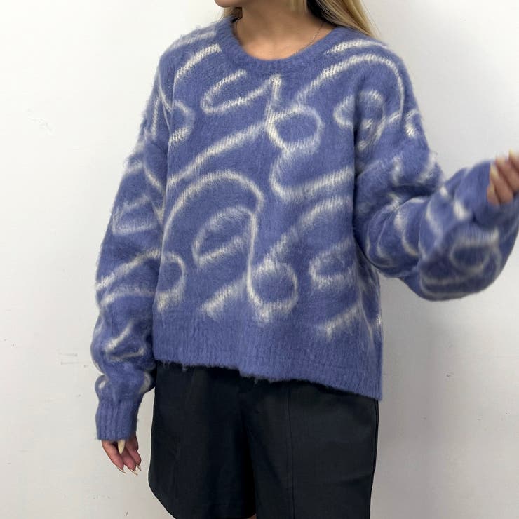 60ブルー | シャギージャガードプルオーバー | NICOLE