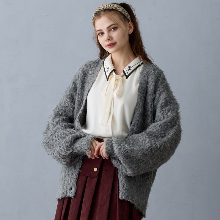 19ライトグレー | Vネックプードルカーディガン | NICOLE