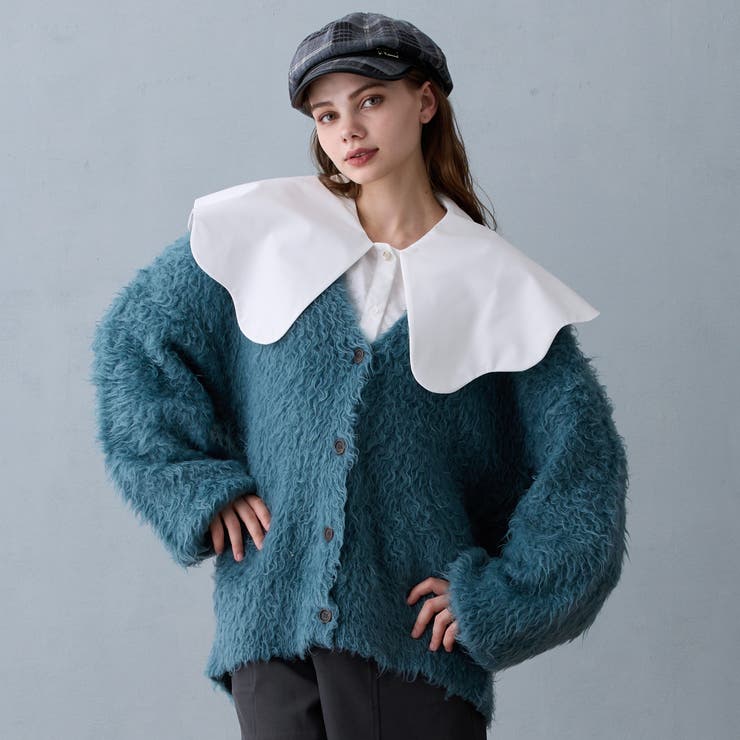 40グリーン | Vネックプードルカーディガン | NICOLE