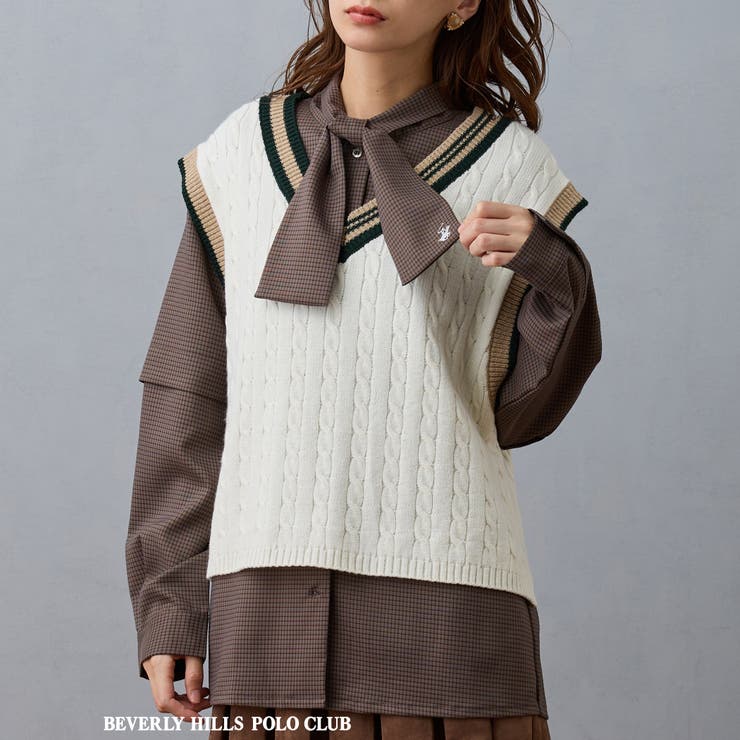 13ブラウン | 【BEVERLY HILLS POLO CLUB】ボウタイブラウス | NICOLE