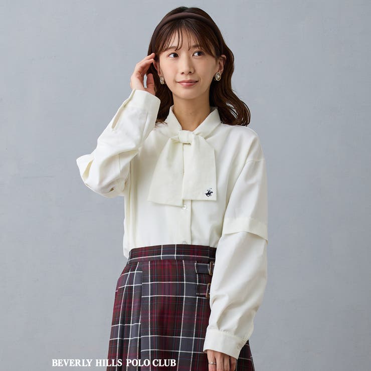 28オフホワイト | 【BEVERLY HILLS POLO CLUB】ボウタイブラウス | NICOLE