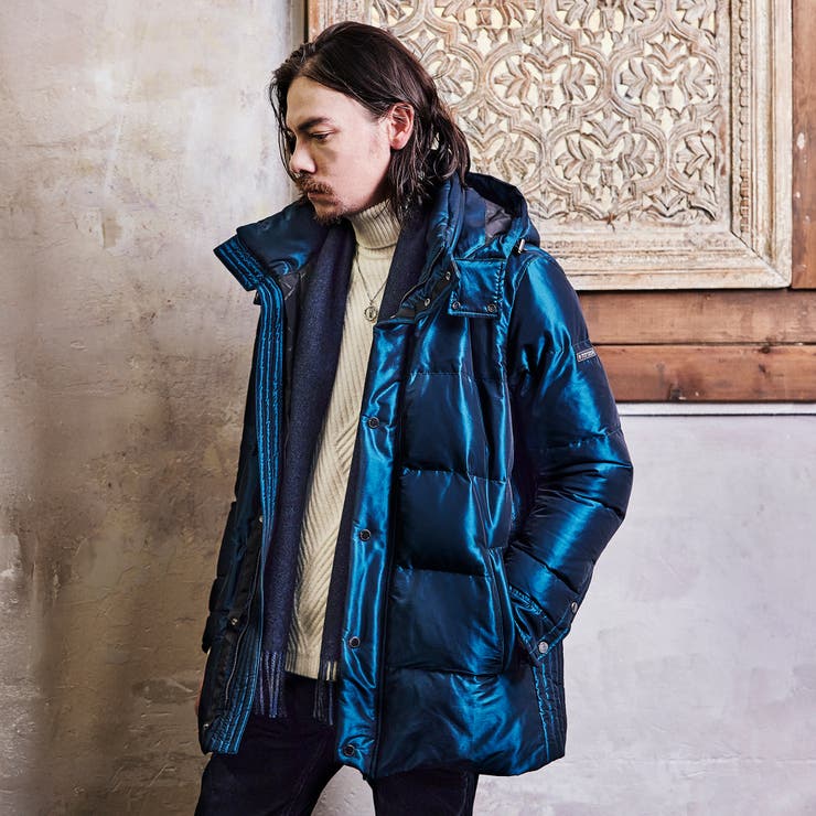 60ブルー | ストレッチシャンブレー ダウンブルゾン | NICOLE