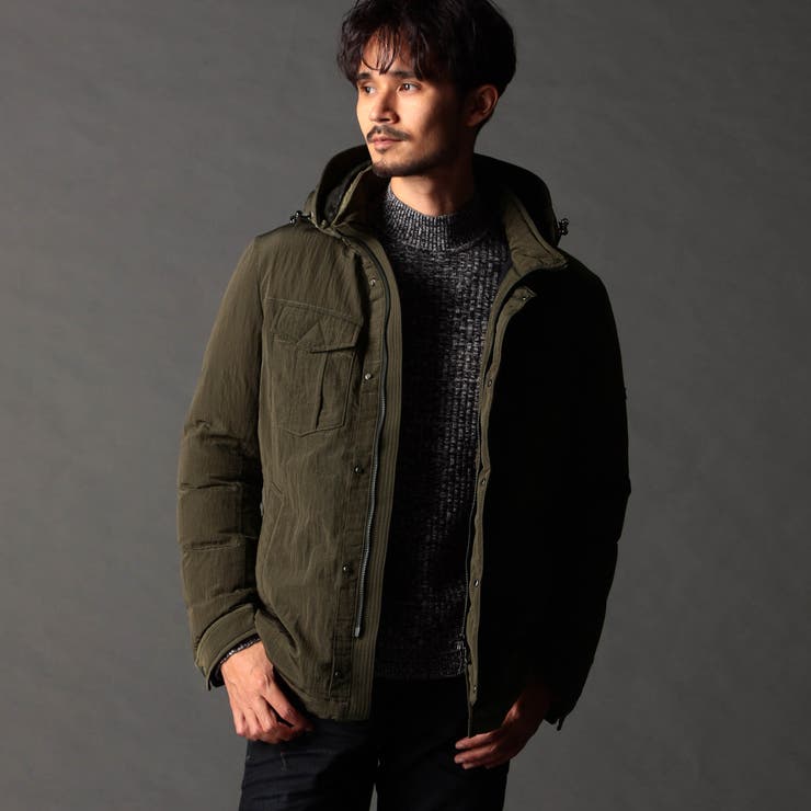 46カーキ | ブライトワッシャーリップ ダウンブルゾン | NICOLE