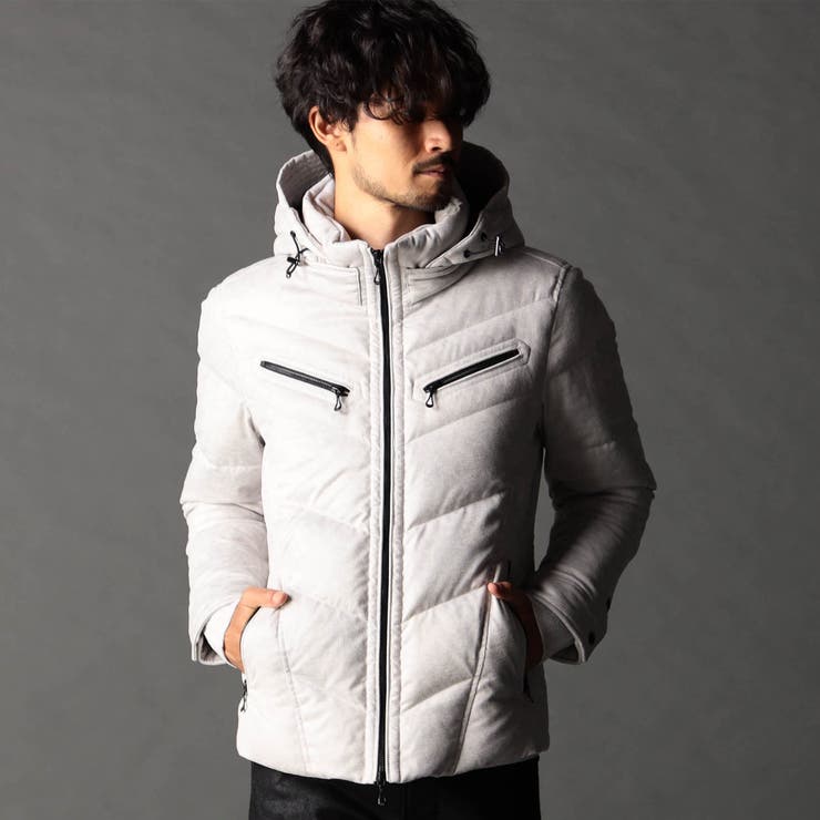 09ホワイト | ムラプリントマイクロクロス ダウンブルゾン | NICOLE