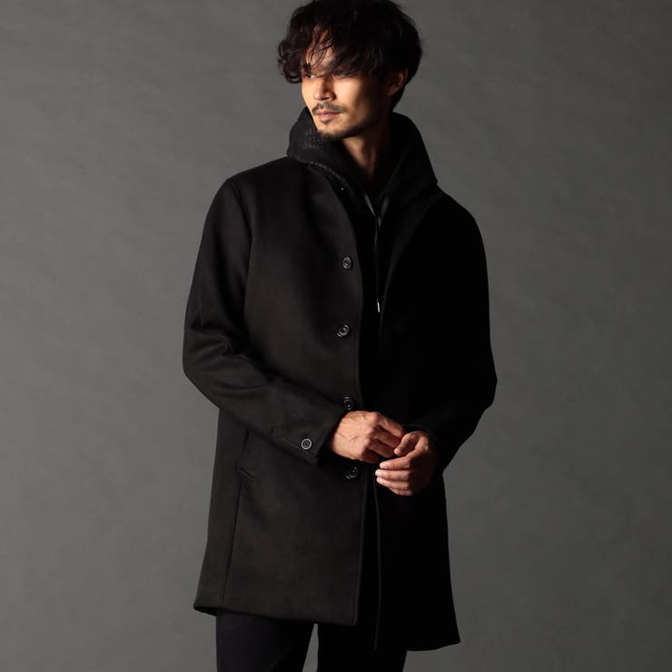 nicol 黒 ハーフコートM アンゴラ、ウール素材 LIMONTA チェスター