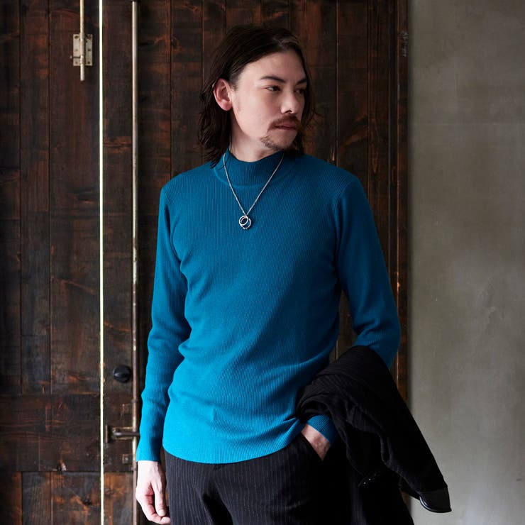 55アクアマリン | 12G リブハイネックニット | NICOLE