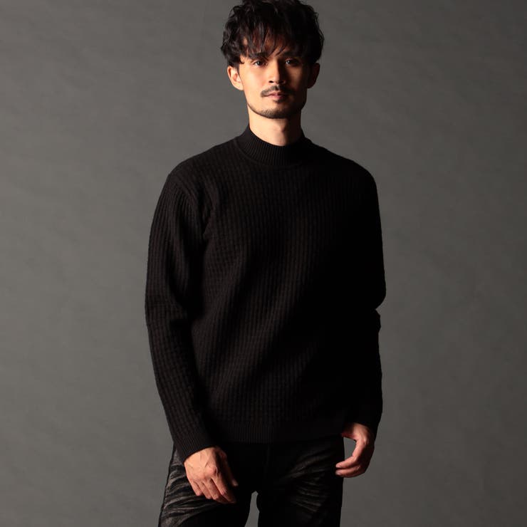 49ブラック | リンクスバスケットモックネックニット | NICOLE