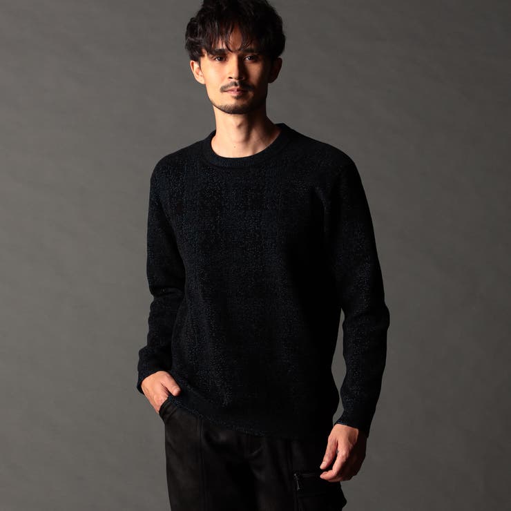 49ブラック | モールチェックジャカード プルオーバーニット | NICOLE