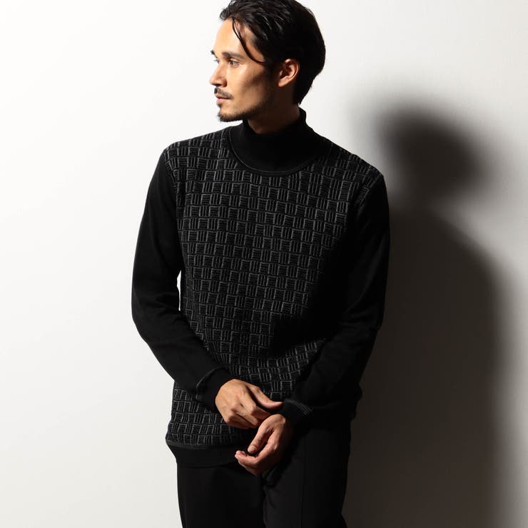 49ブラック | 【RIELABO】ハイゲージタートルネックニット | NICOLE