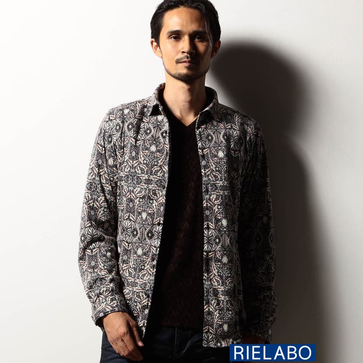 17ダークブラウン | 【RIELABO】オリエンタルプリントシャツ(日本製) | NICOLE