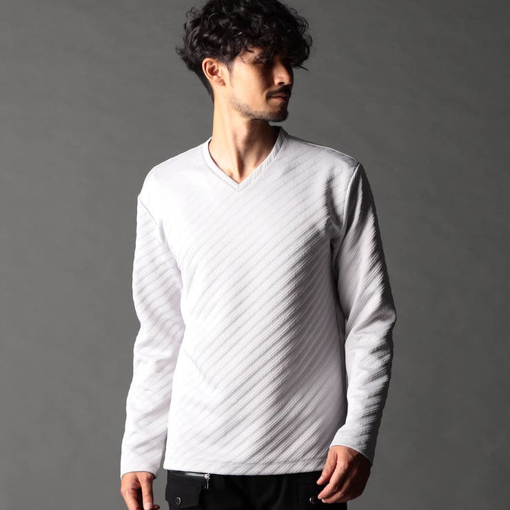 19ライトグレー | ブリスターバイヤスジャカードVネックプルオーバー | NICOLE