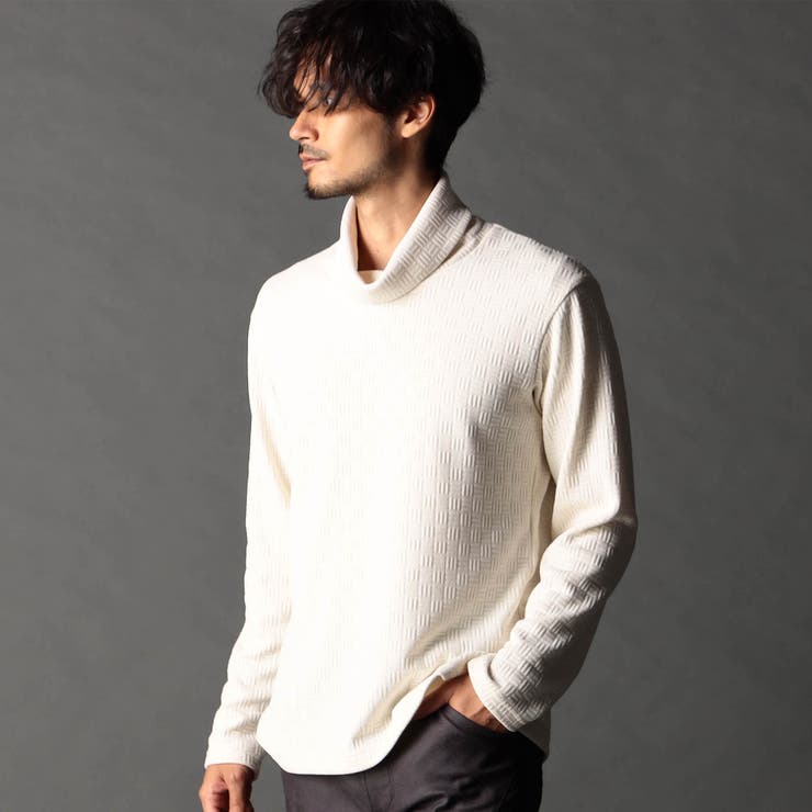 09ホワイト | ブロックチェックベロア オフタートルプルオーバー | NICOLE