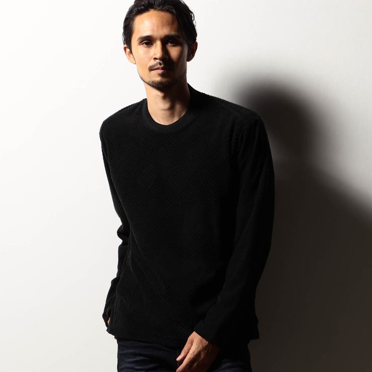 49ブラック | 【RIELABO】パイルジャカード クルーネックプルオーバー | NICOLE
