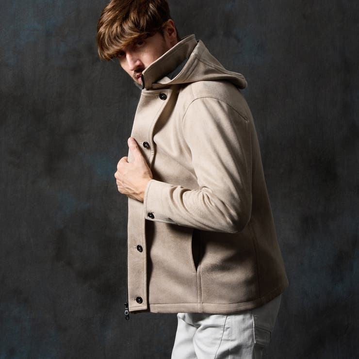 19ライトグレー | マイクロ起毛ポンチ ムラプリントナポレオンブルゾン | NICOLE